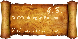Grünsberger Botond névjegykártya